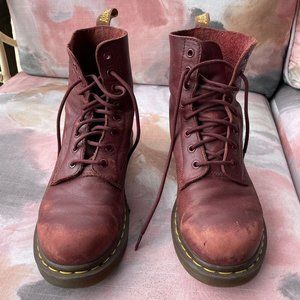 Dr. Marten 1460 Pascal Cherry Red Virginia Leather Ankle Boots, Women Size 10 US